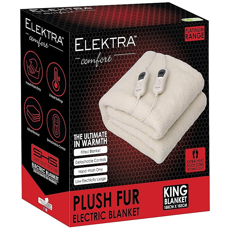 Elektra Comfort King Fitted Electric Blanket, Thick Acrylic Fur | SEL-2204