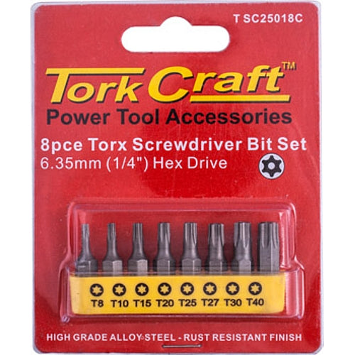 TKCです。 Tork Craft - 8Pc TORX Security T8 - T40 Insert Bit Set | T