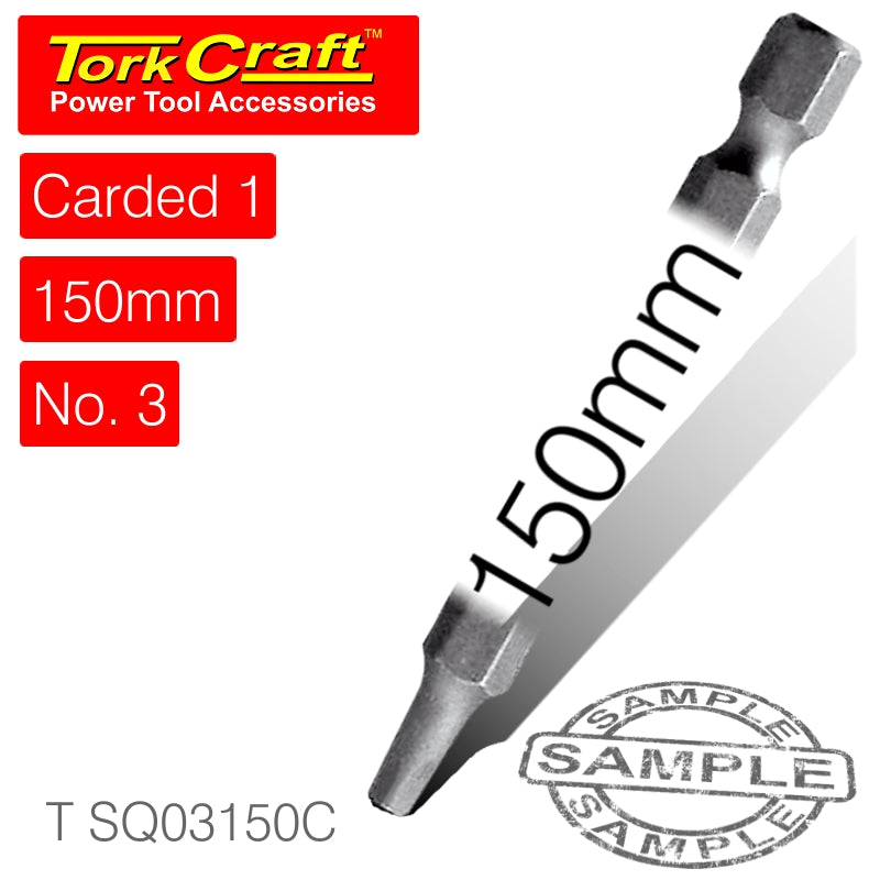 Square recess pwr bit no.3x150mm 1/card(T SQ03150C)