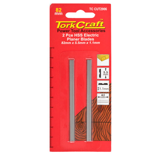 Planer blades 82mm x 5.5mm x 1.1mm hss insert 2pce(TC CUT2906)