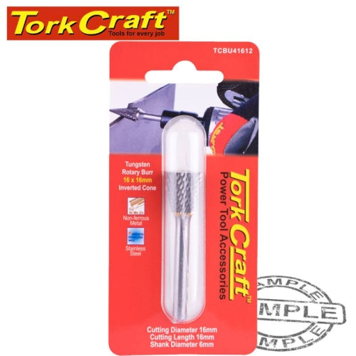 Rotary burr tungsten 16x6x16mm inverted cone