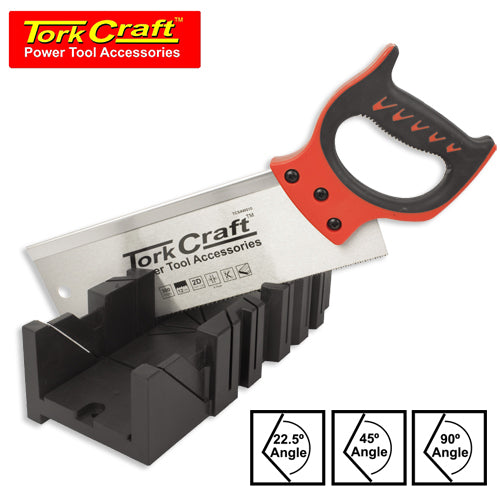 TorkCraft Plastic Mitre Box & Back Saw Set 300mm (TCSAW011)