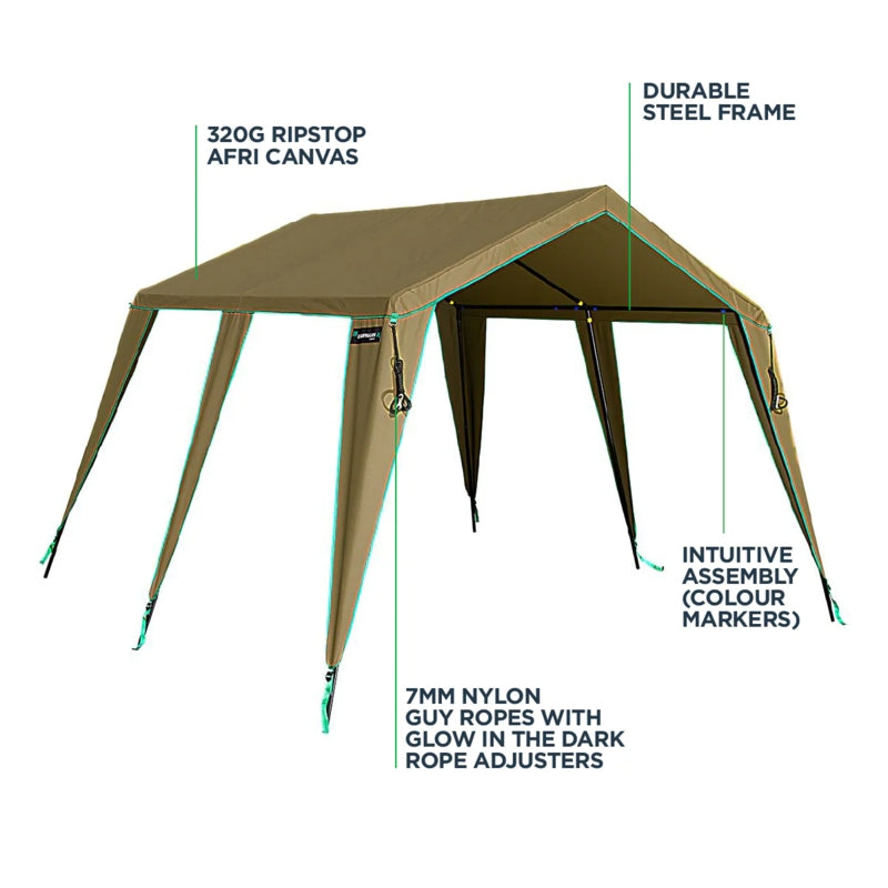 Kaufmann X Afri-Canvas Large Gazebo, 3.3 x 3.6 x 2.35M | V0404601