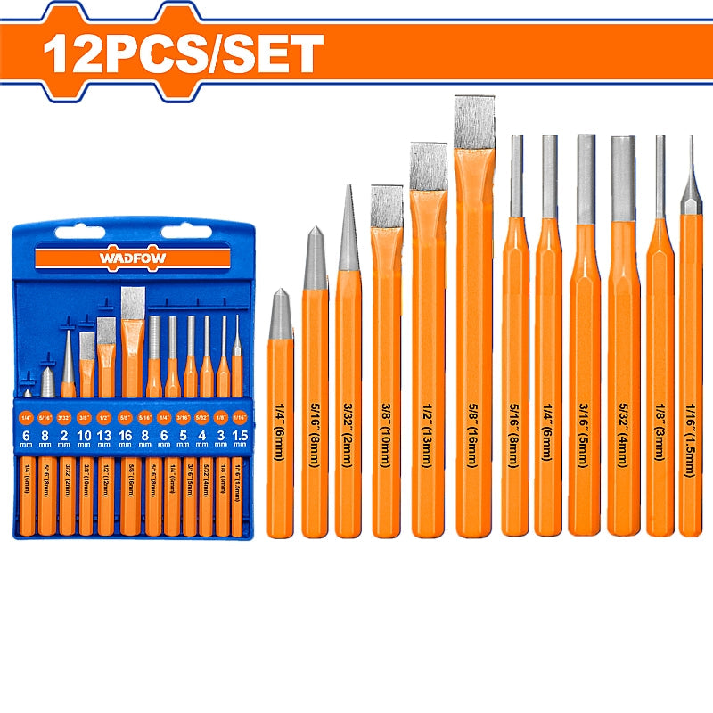 WADFOW 12Piece Cold Chisel and Punch Set | WCC8312