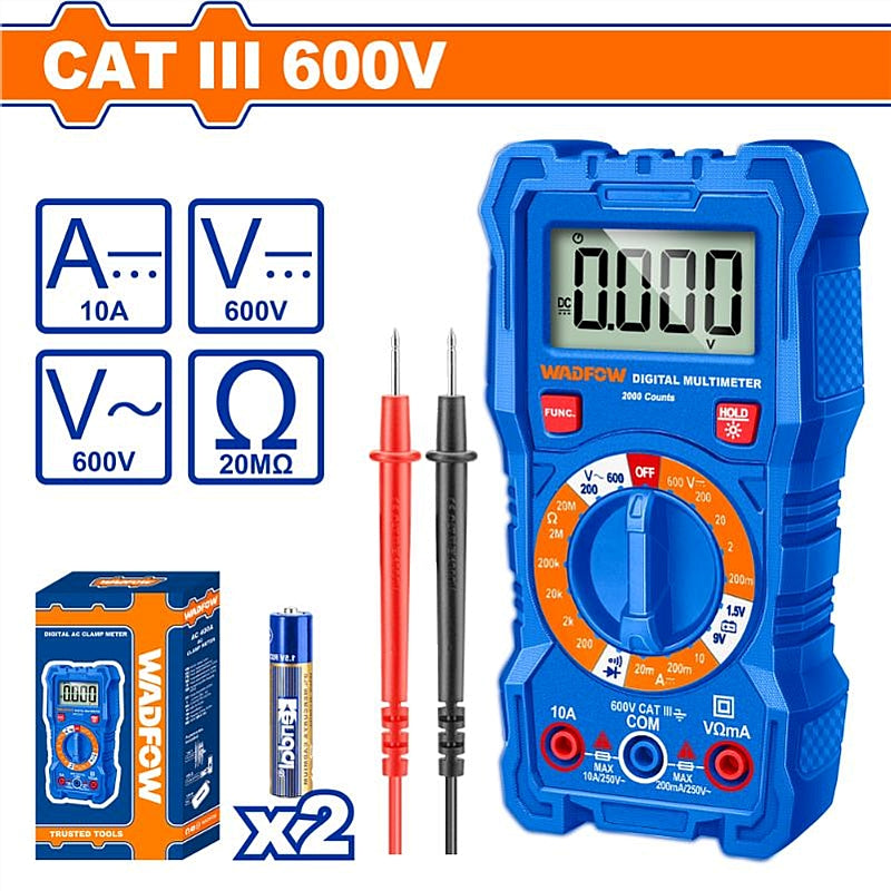 WADFOW Digital Multimeter, CAT III - 600V | WDM2508