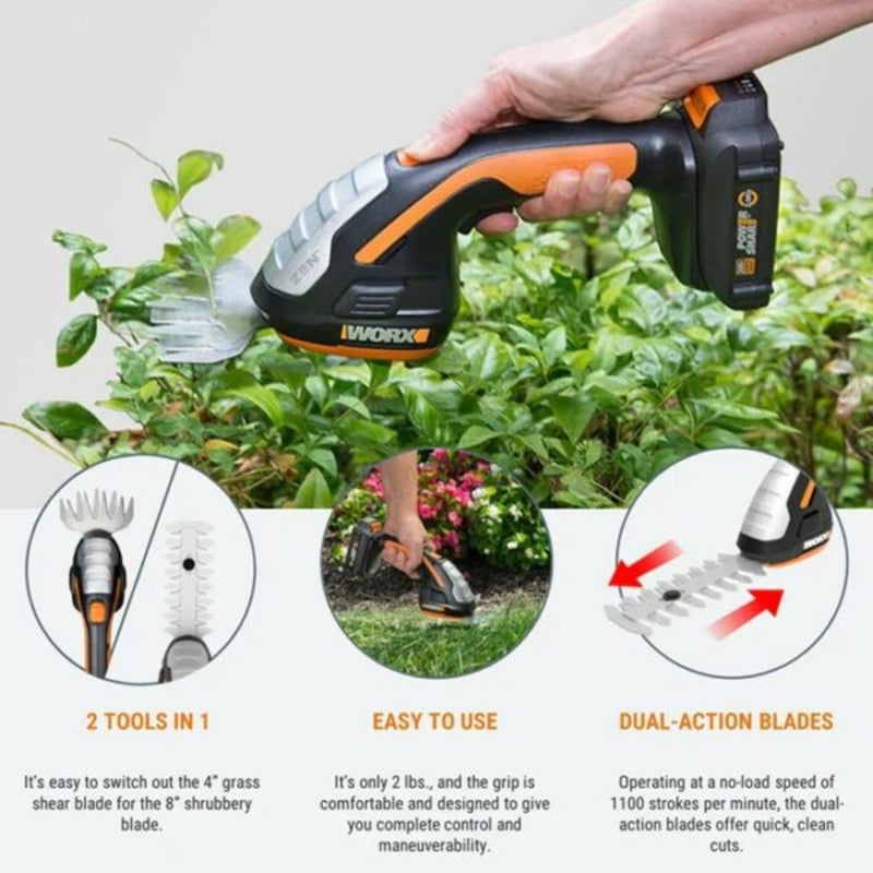 Worx ZEN 20V Cordless Shrub and Grass Shear 2.0Ah Kit | WG801E.5