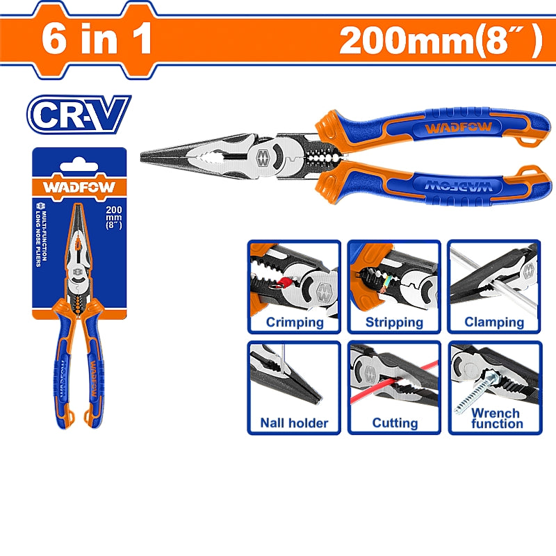 WADFOW 6-in-1 Multi-Function Long Nose Pliers | WPL2778