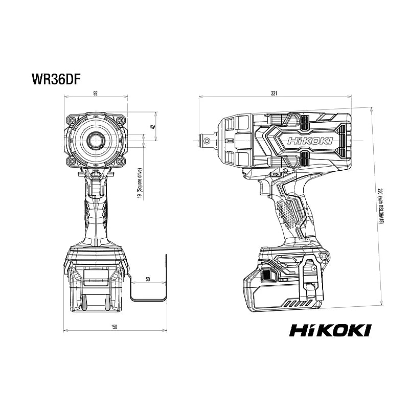 HiKOKI MULTI VOLT (36V) Cordless BL 3/4" Impact Wrench 1900Nm (Bare Tool) | WR36DFW2Z