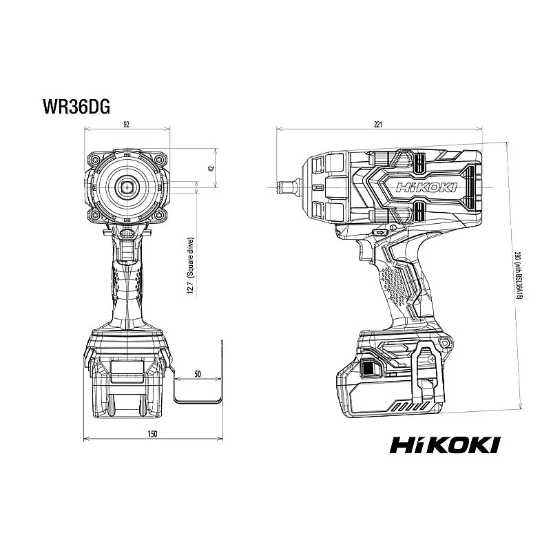 HiKOKI MULTI VOLT (36V) Cordless BL 1/2" Impact Wrench 1400Nm (Bare Tool) | WR36DGW2Z