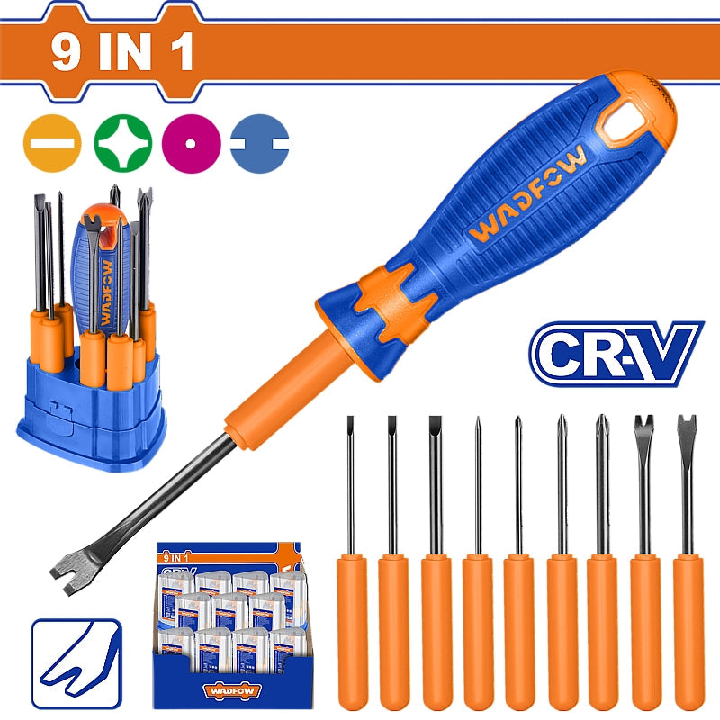 WADFOW 10 Piece Interchangeable Screwdriver Set | WSS1B10