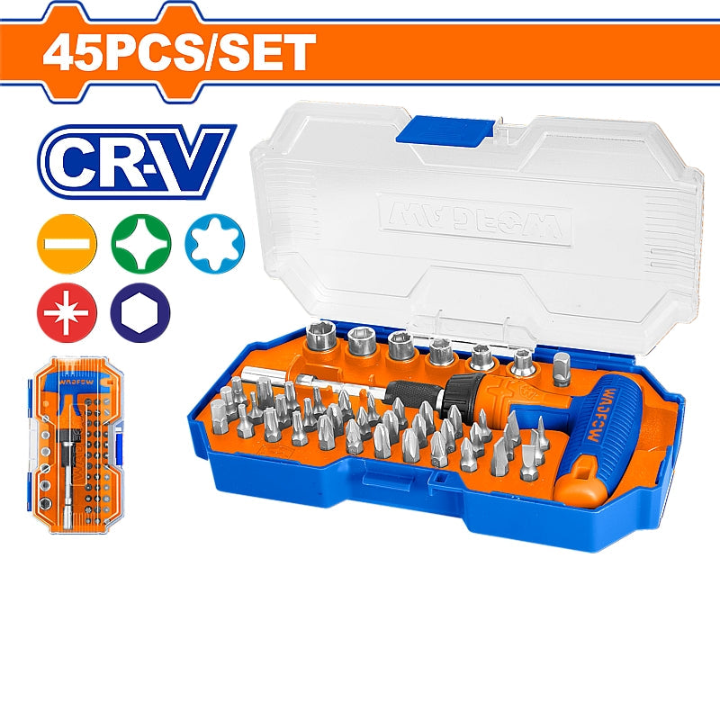WADFOW 45 Piece T-Handle Wrench Screwdriver Set | WSS8B45