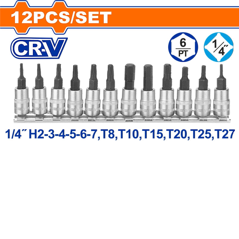WADFOW 12 Piece 1/4" Drive Bit Socket Set | WST2414
