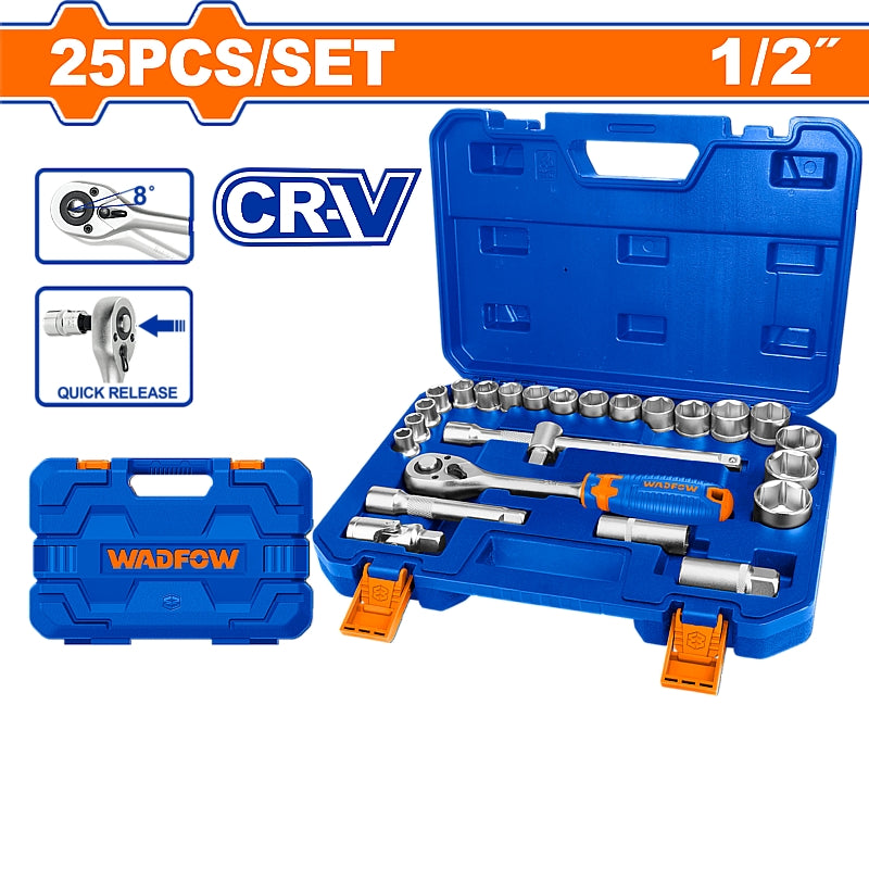 WADFOW 25 Piece 1/2" Drive Socket Set | WST2D25