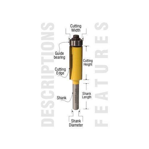 Pro-Tech Trim Bit 1/2′(12.7) X 1 1/4′ (31.8mm) 1/4′ Shank (KP120041)
