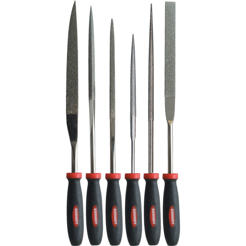 Kennedy 6Pc Diamond Coated Needle File Set, 120/140 Grain, 160mm | KEN0330500K