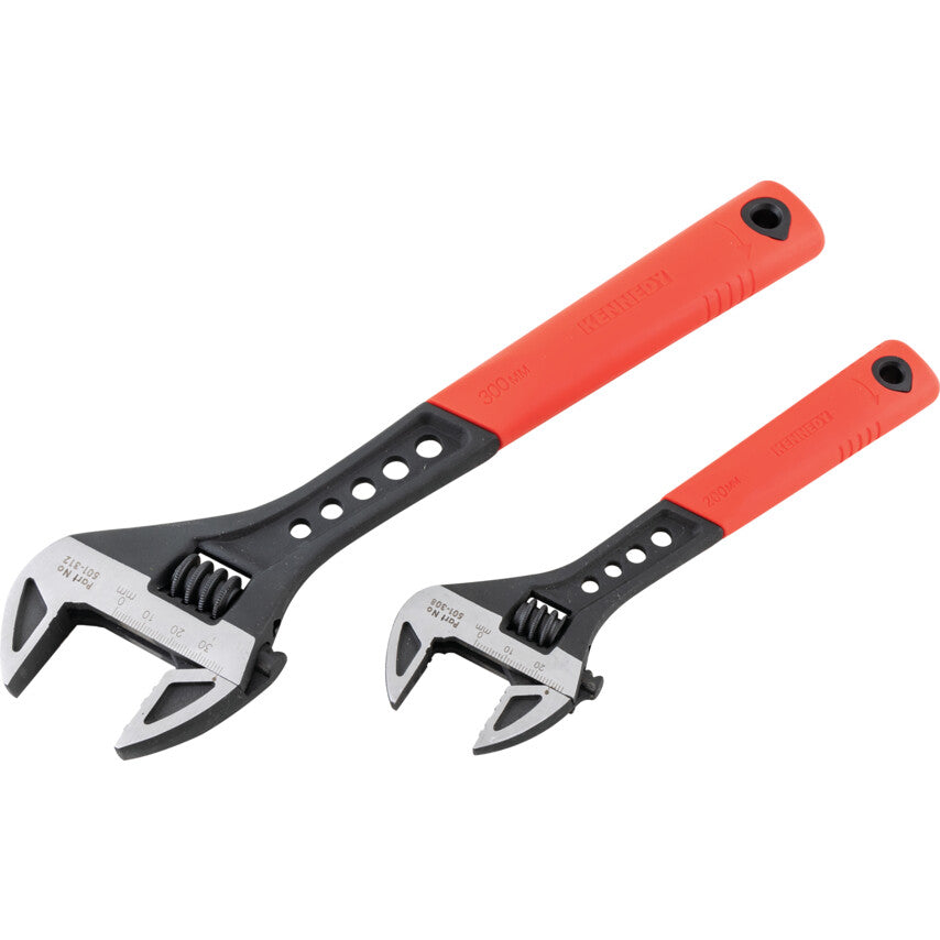 Kennedy-Pro 2Pc 8"/12" Phosphate Finish Adjustable Wrench Set, Soft Grip | KEN5010640K