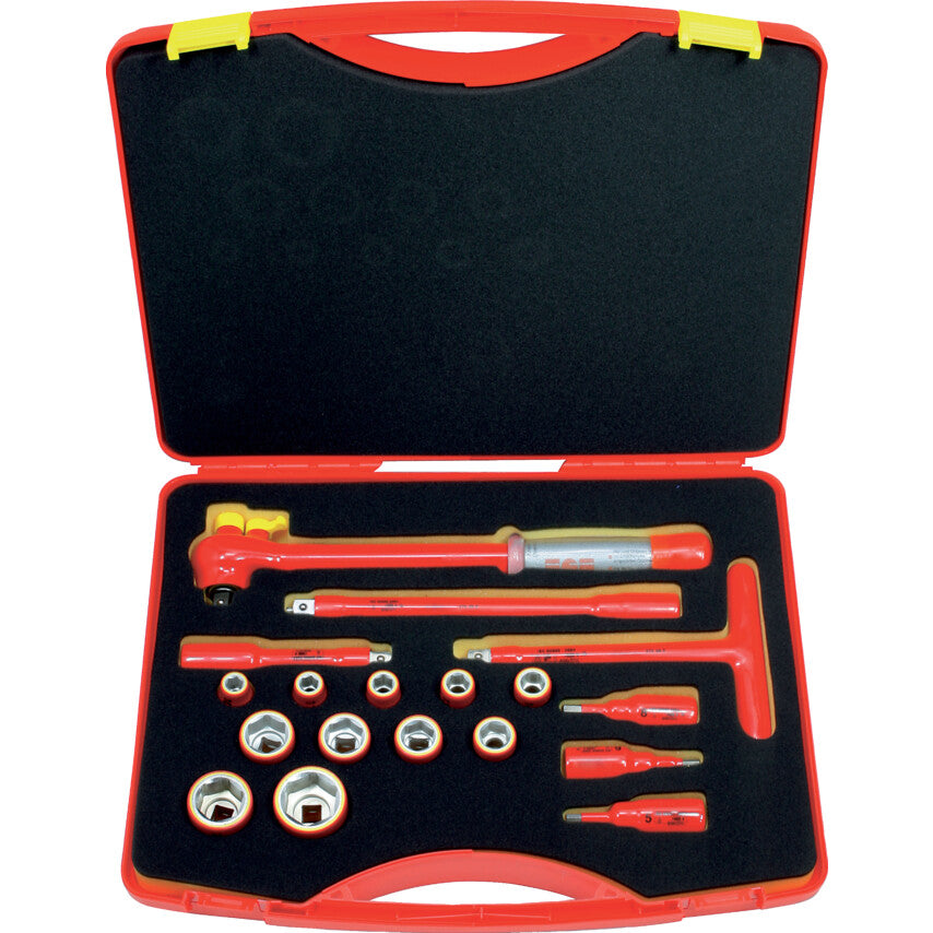 Kennedy 18Pc 1/2" Sq. Dr. Insulated VDE Safety Tool Set, 1000V | KEN5342255K