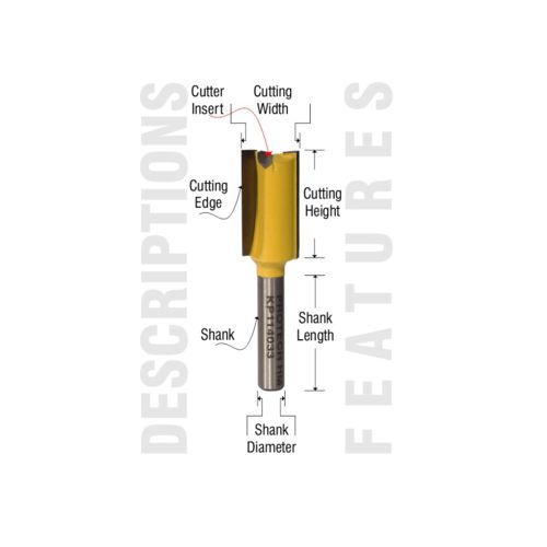 Pro-Tech Straight Bit 1/2′(12.7mm) X 1′(25.4mm) Cut 2 Flute With Bottom Cut 1/4 (KP114033)