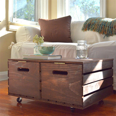 Wine crate storage coffee table