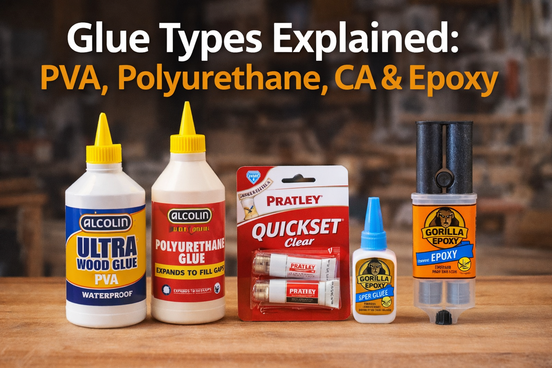 comparison of common wood glue types PVA super glue epoxy polyurethane hide glue texture color