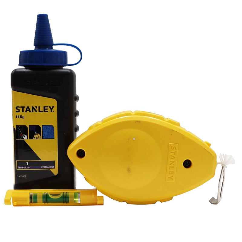 Stanley Chalk Line Reel 30M with Blue Chalk and Level | 0-47-443