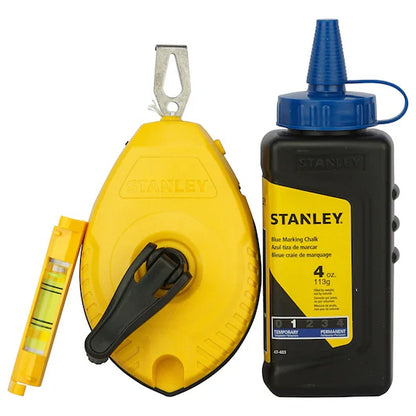 Stanley Chalk Line Reel 30M with Blue Chalk and Level | 0-47-443