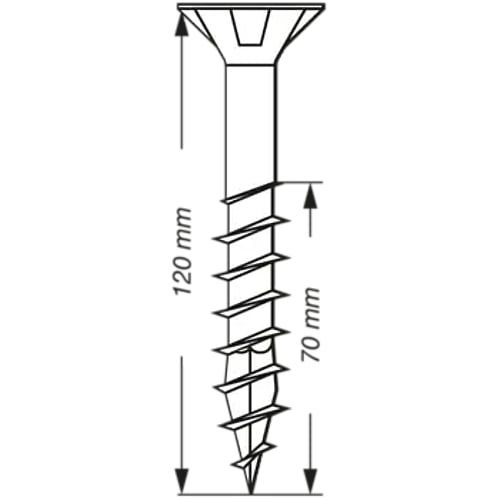 SPAX 50Pc Timber Construction T-STAR Plus T40 Screws, 8 x 120mm, Partial Thread, Flat Countersunk Head, 4CUT, WIROX | 0191010801205