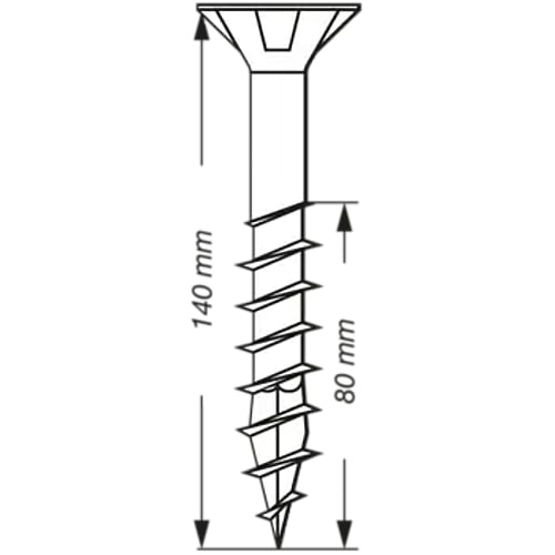 SPAX 50Pc Timber Construction T-STAR Plus T40 Screws, 8 x 140mm, Partial Thread, Flat Countersunk Head, 4CUT, WIROX | 0191010801405