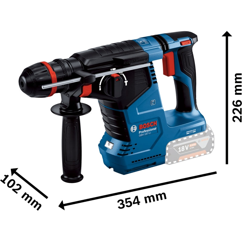 Bosch GBH 187-LI Cordless ONECHUCK Rotary Hammer Drill 5.0Ah Kit | 06119231K0
