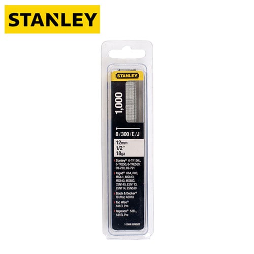 Stanley 1000/Pk Brad Nails 12mm (1/2&#8243;) J-Type 18G | 1-SWK-BN050T