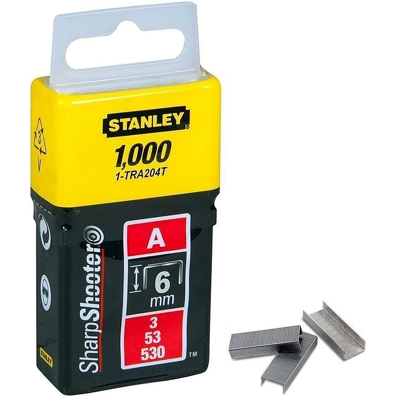 Stanley 1000/Pk Light Duty Staples 6mm, A-Type | 1-TRA204T