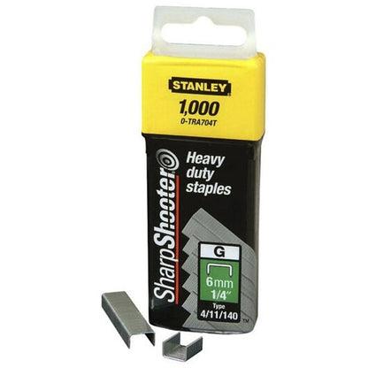 Stanley 1000/Pk Heavy Duty Staples 6mm, G-Type | 1-TRA704T