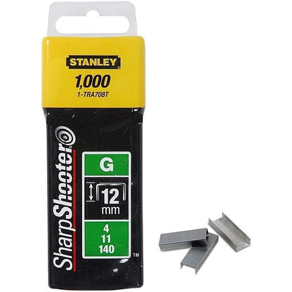 Stanley 1000/Pk Heavy Duty Staples 12mm, G-Type | 1-TRA708T