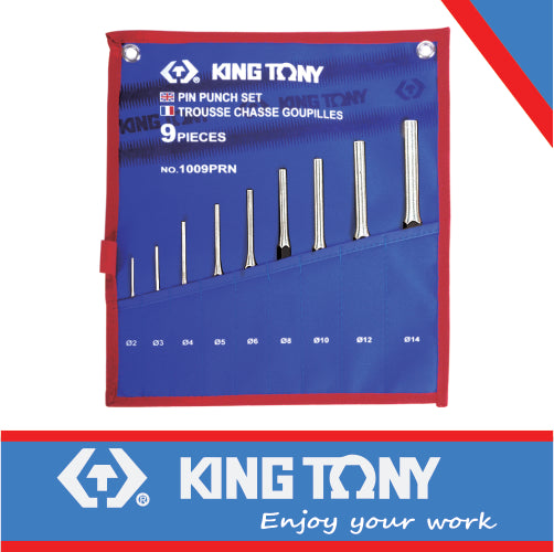 KING TONY PIN PUNCH SET 9PC TETRON BAG | 1009PRN