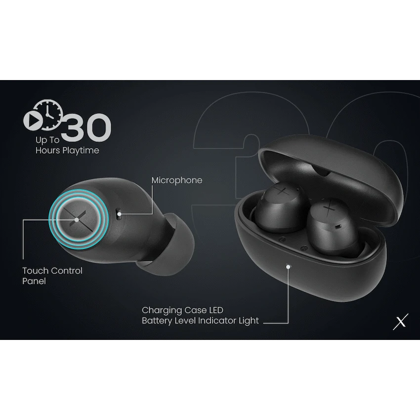 Volkano X VXT200B True Wireless Earphones with Hybrid Active Noise Cancelling | VKX-1120-BK