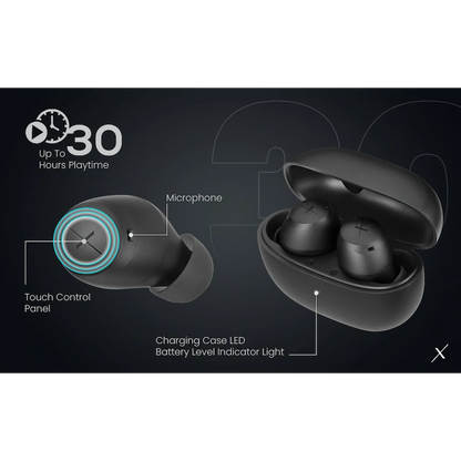 Volkano X VXT200B True Wireless Earphones with Hybrid Active Noise Cancelling | VKX-1120-BK