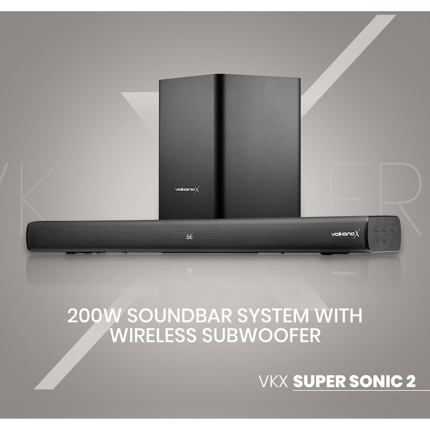 VolkanoX Supersonic 2 Series 2.1 200w Soundbar System with Wireless Subwoofer - Black | VK-3911-2.1[V2]
