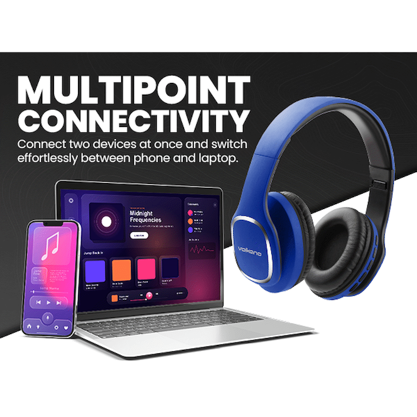 Volkano Phonic Series Bluetooth Full Size Headphones - Blue | VK-2002-BL