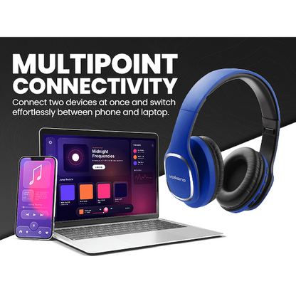 Volkano Phonic Series Bluetooth Full Size Headphones - Blue | VK-2002-BL