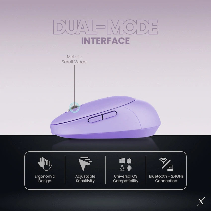 VolkanoX Crater Bluetooth Wireless Mouse - Purple | VKX-202-PR