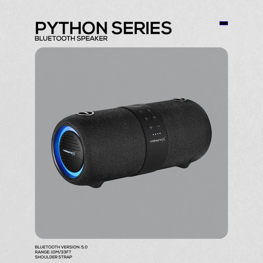 VolkanoX Python Series Bluetooth Speaker - Black | VK-3203-BK