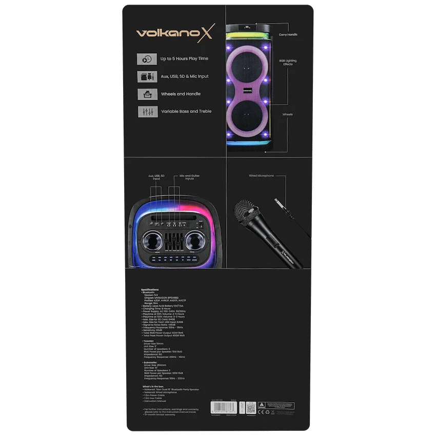 Volkano X Titan Series Dual 10" Party Speaker | VKX-3907-D10