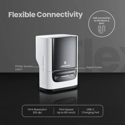 Volkano LabelPro Duo Series Thermal Dual Size Label Printer - Black and White | VK-10011-BWT