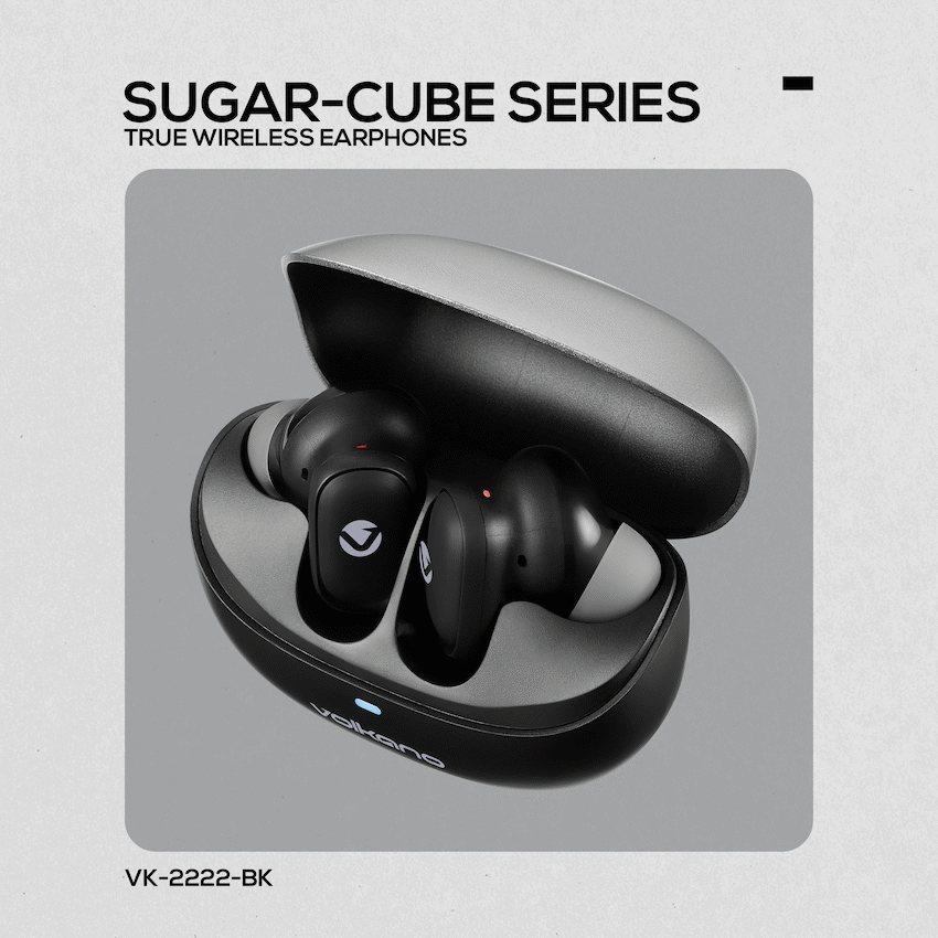 Volkano Sugar-Cube Active Noise Cancelling True Wireless Earphones - Black | VK-2222-BK