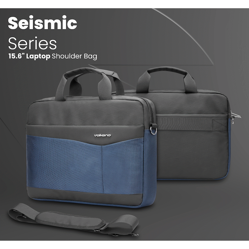 Volkano Seismic 15.6" Laptop Shoulder Bag Blk/Nvy | VK-9180-BKNV