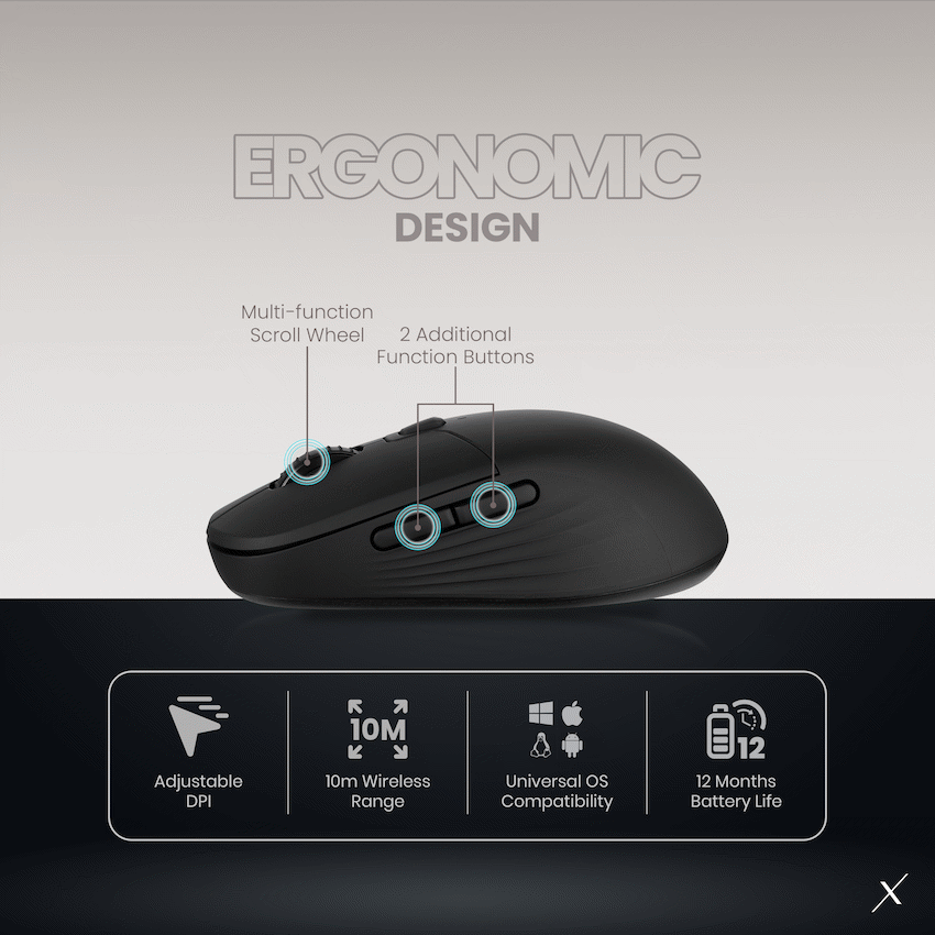 VolkanoX Inferna Bluetooth Wireless Mouse - Graphite | VKX-205-GT