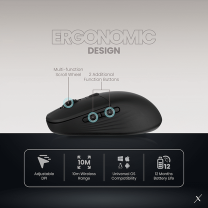 VolkanoX Inferna Bluetooth Wireless Mouse - Graphite | VKX-205-GT