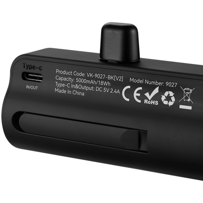 Volkano Relief Pro Power Bank - 5000mAh Type-C Direct Plug-In | VK-9027-BK[V2]