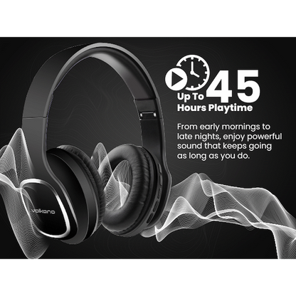 Volkano Phonic Series Bluetooth Full Size Headphones - Black | VK-2002-BK