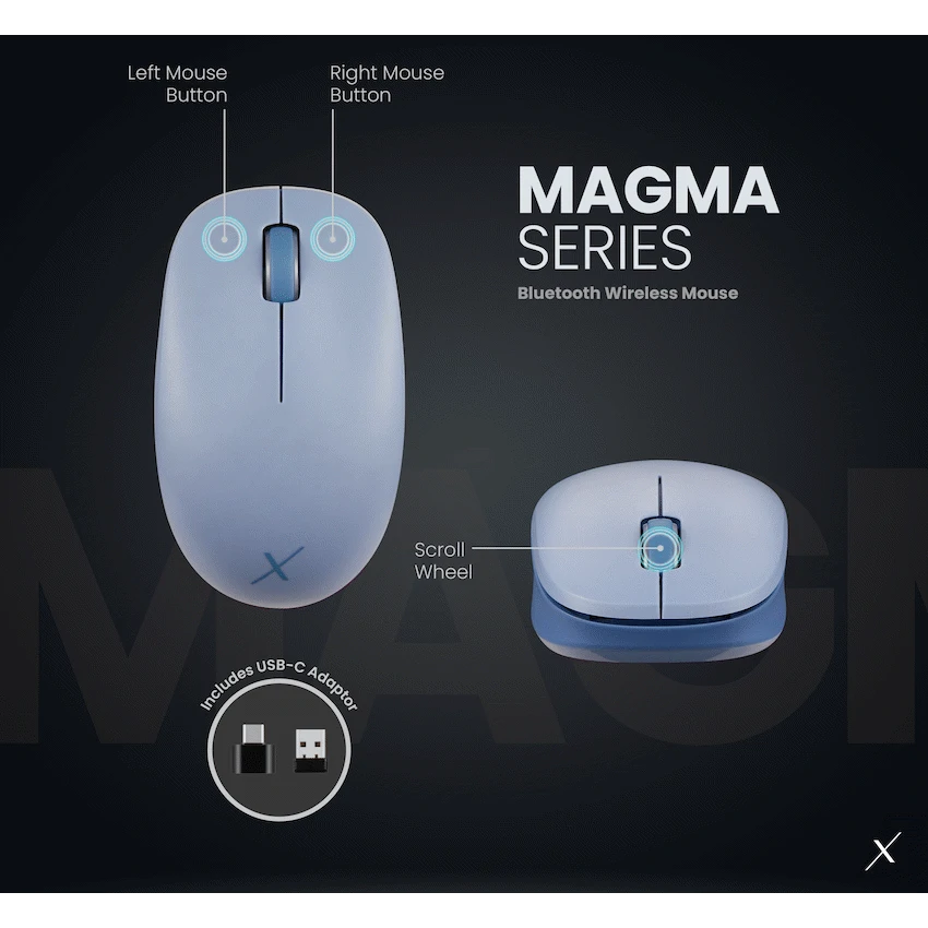 VolkanoX Magma Bluetooth Wireless Mouse - Blue Grey | VKX-201-BG